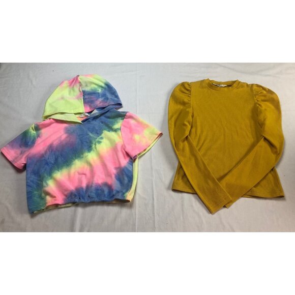 SHEIN Other - Shein Set Of 2 Girls Tops Blouse Hoodie Tie Dye Yellow 11/14 Years Modern